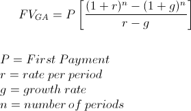 Formula of clearance future value